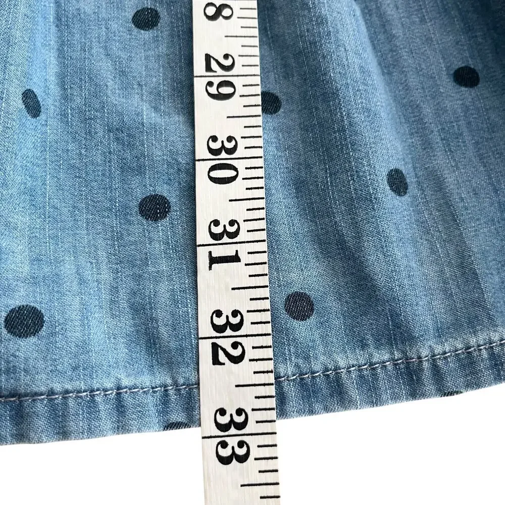 Gap Girls Blue Polka Dot Tiered Long Sleeve Denim Dress Size XL/12 NWT
